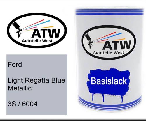 Ford, Light Regatta Blue Metallic, 3S / 6004: 500ml Lackdose, von ATW Autoteile West.